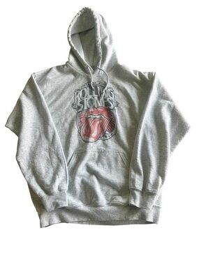 Gildan Heavy Blend Graphic Hoodie Rolling Stones Womens Medium Gray